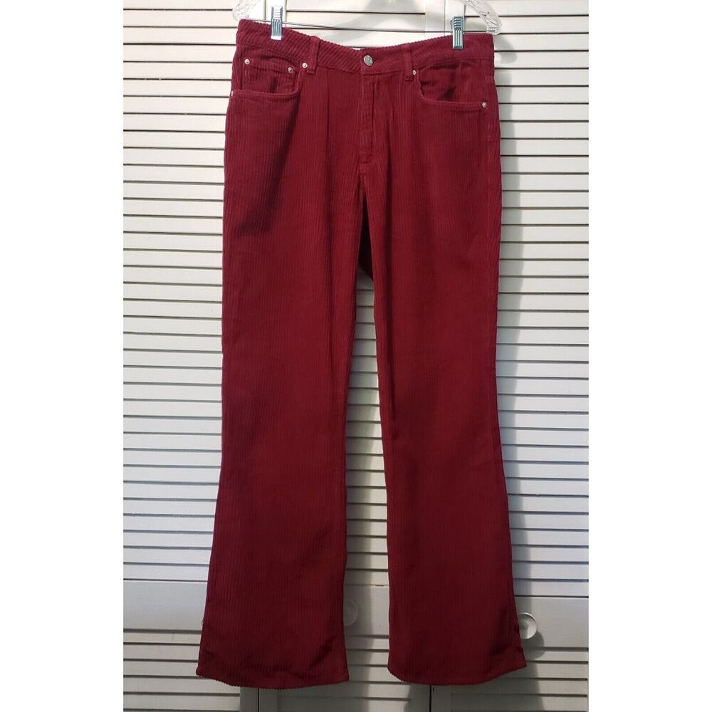 Asos‎ Design Corduroy Pants Women's 32" Regular Cranberry Red Bootcut Mid-Rise